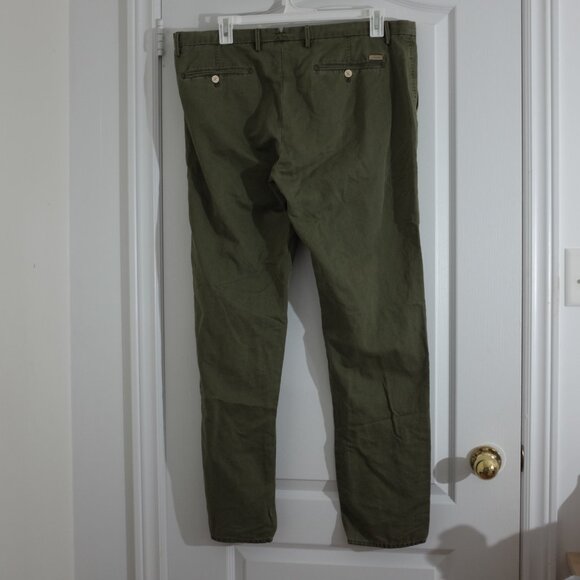 COPY - Massimo Dutti Olive Green Cotton Linen Blend Slim Fit Pants size 40 - Picture 2 of 13